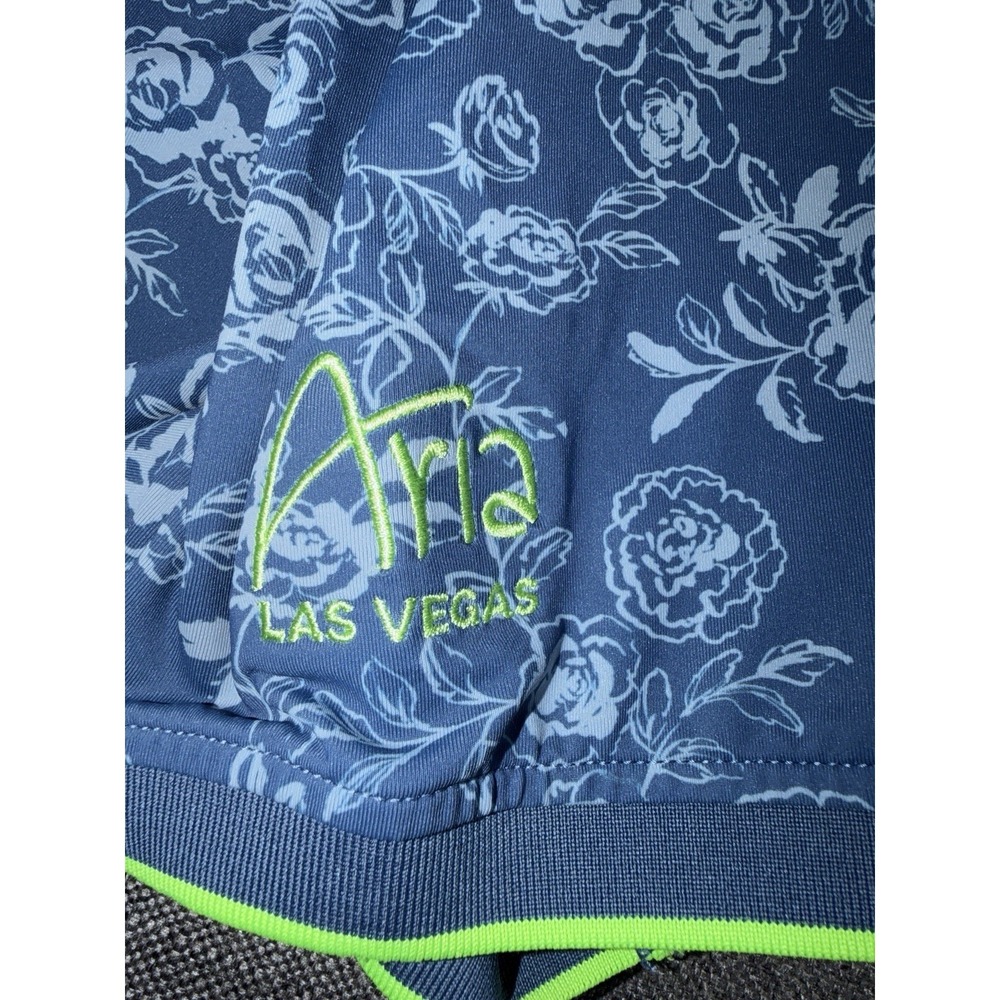 G/FORE Golf Polo Shirt Men's XL Blue Floral Stretch Performance Short Sleeve - Picture 4 of 11